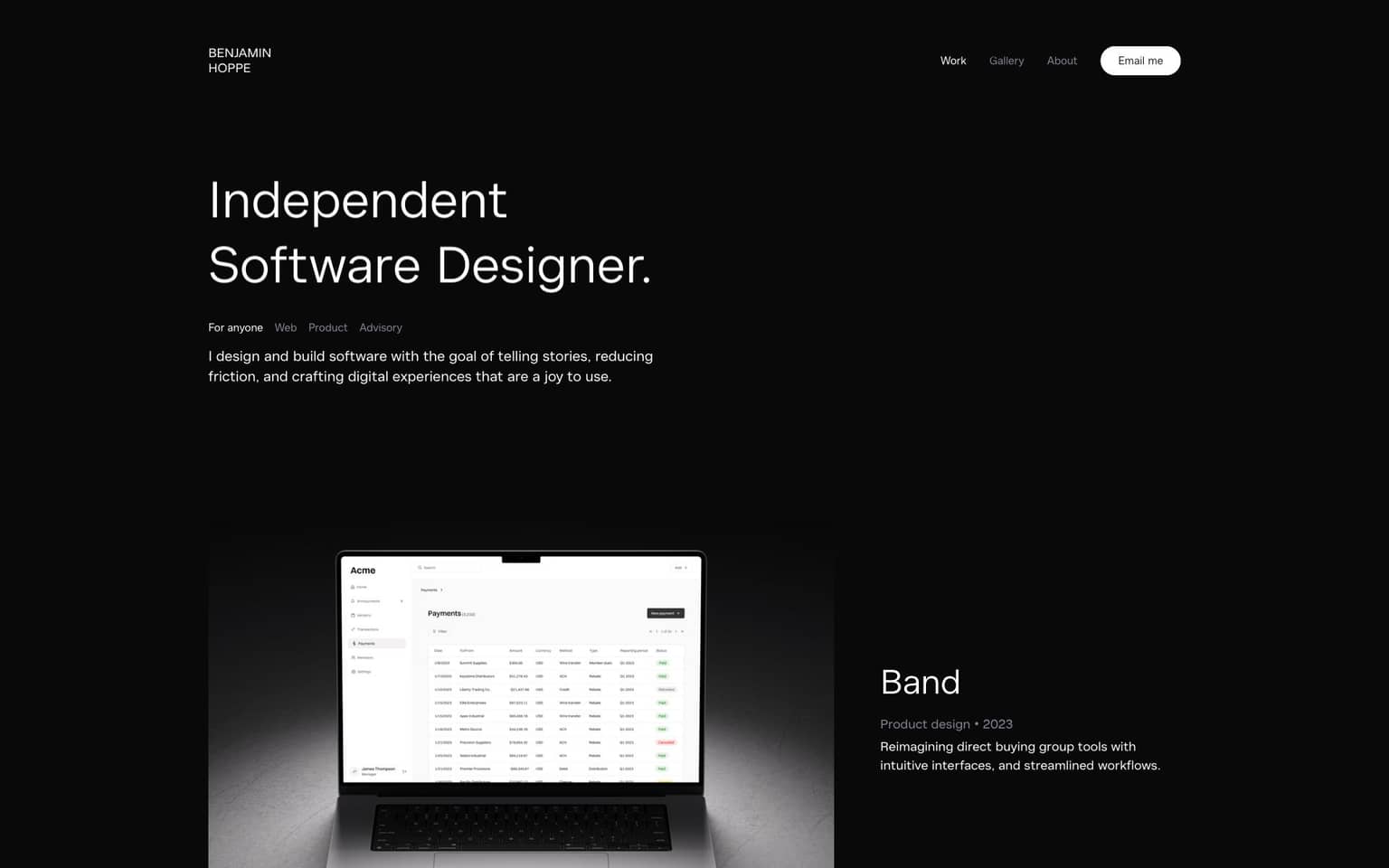 Benjamin Hoppe's portfolio website