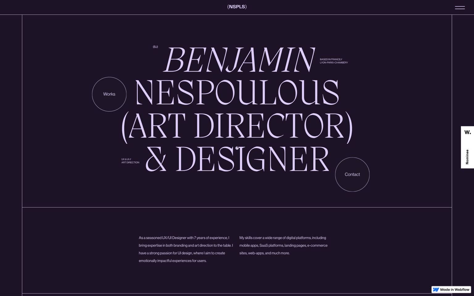 Benjamin Nespoulous's portfolio website